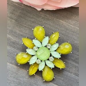 Vintage Green and Yellow Floral Brooch